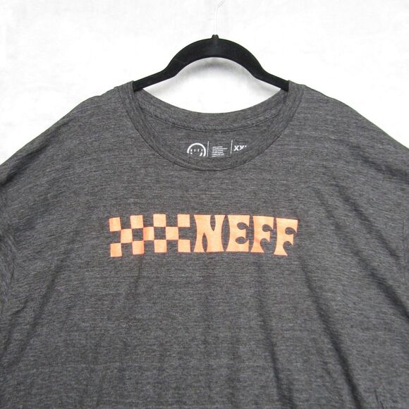Men's Neff Checker Flag Pattern Charcoal Heather Tee T Shirt Short Sleeve XXL - Picture 2 of 8